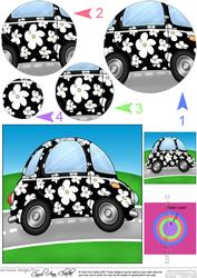 Funky Floral Car Circle Pyramage Topper