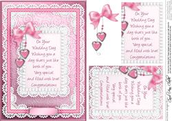 A5 Wedding Day Lace and Pearls Quick Card with Pyramage