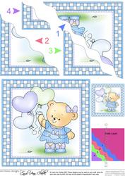 Hunney Bear Rosie has Pretty Balloons - Wavey Corner Stacker