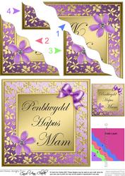 Floral Elegance Welsh Birthday Mother Wavy Corner Stacker
