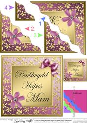 Floral Elegance Welsh Birthday Mother Wavy Corner Stacker