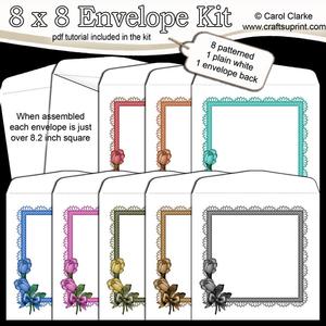 Roses and Metallic Lace 8 x 8 Envelope Kit