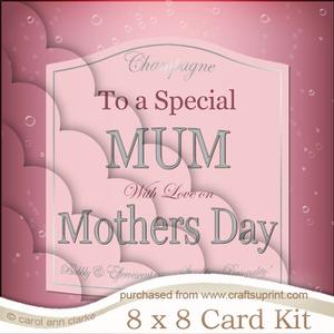 8 x 8 Mothers Day Pink Champers Kit with Scalloped Corners