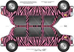 Large Dl Zebra Stripe Stretch Limo Shaped Card