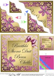 Floral Elegance Irish Gaelic Birthday Wife Wavy Corner