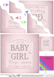 New Baby Girl Champers Label Wavy Corner Side Stacker