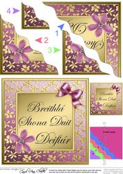 Floral Elegance Irish Gaelic Birthday Sister Wavy Corner