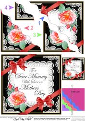 Mummy Mothers Day Rose and Lace Wavy Corner Side Stacker