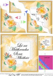 Irish Gaelic Mother Mothers Day Rose and Lace Wavy Corner