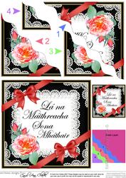 Irish Gaelic Mother Mothers Day Rose and Lace Wavy Corner