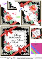 Irish Gaelic Foster Mum Mothers Day Rose N Lace Wavy Corner