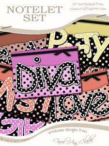 Polka Dot Words Notelet Set