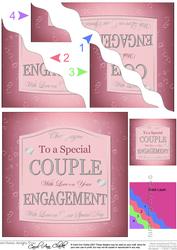 Engagement Pink Champers Label Wavy Corner Side Stacker