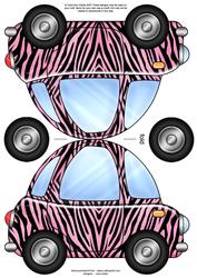 Funky Car Zebra Striped Shaped Card