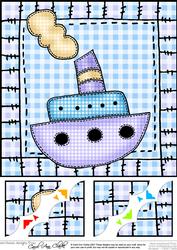 8 x 8 Baby Boy Boat Scalloped Corner Topper