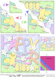 Happy Easter Sister Easter Chick Felties Wavy Corner