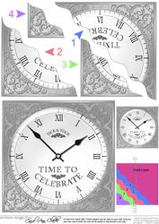 Time to Celebrate Clock Wavy Corner Side Stacker Topper