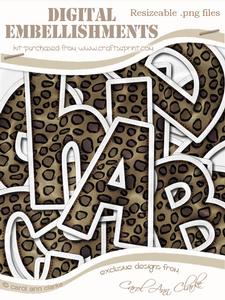 Leopardskin Felties Uppercase Alpha Digital Embellishment