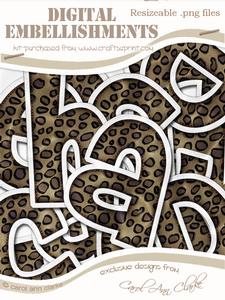 Leopardskin Felties Lowercase Alpha Digital Embellishment