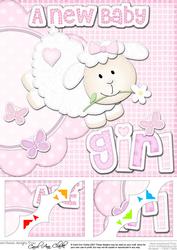 8x8 a New Baby Girl Lamb Felties Scalloped Corner