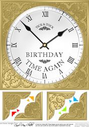 8 x 8 Birthday Clock Scalloped Corner Topper