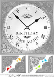 8 x 8 Birthday Clock Scalloped Corner Topper