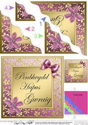 Floral Elegance Welsh Wife Happy Birthday Wavy Corner