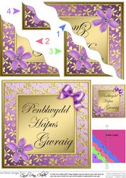 Floral Elegance Welsh Wife Happy Birthday Wavy Corner
