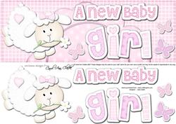 Large Dl a New Baby Girl Lamb Felties Side Stacker Topper