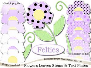 Pretty Coordinating Floral Felties Digital Embellishment