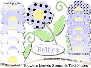 Pretty Coordinating Floral Felties Digital Embellishment