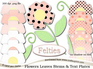 Pretty Coordinating Floral Felties Digital Embellishment
