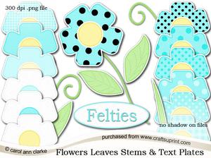 Pretty Coordinating Floral Felties Digital Embellishment