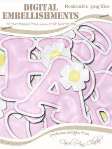 Floral Felties Uppercase Alpha Digital Embellishment
