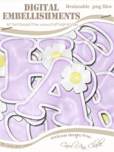 Floral Felties Uppercase Alpha Digital Embellishment