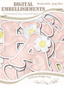 Floral Felties Uppercase Alpha Digital Embellishment