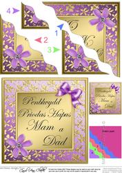 Floral Elegance Welsh Mum and Dad Anniversary Wavy Corner
