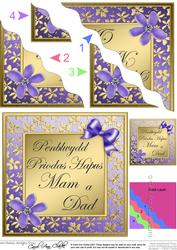 Floral Elegance Welsh Mum and Dad Anniversary Wavy Corner