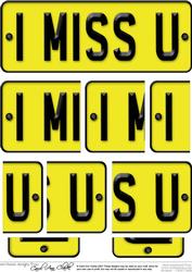 I Miss You Novelty Number Plate with Side Stacker