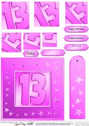 13th Bright Metallic Age Quick Card with Twisted Pyramage