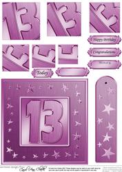 13th Bright Metallic Age Quick Card with Twisted Pyramage
