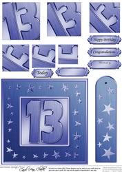 13th Bright Metallic Age Quick Card with Twisted Pyramage