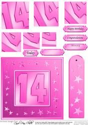 14th Bright Metallic Age Quick Card with Twisted Pyramage