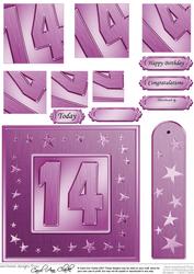 14th Bright Metallic Age Quick Card with Twisted Pyramage