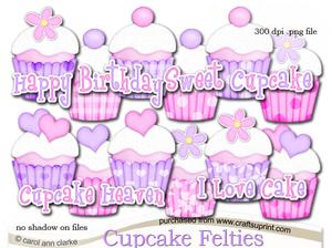 Pretty Coordinating Cupcake Felties Digital Embellishment