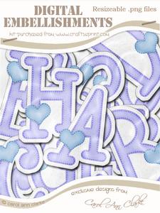 Heart Felties Uppercase Alpha Digital Embellishment