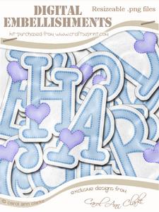 Heart Felties Uppercase Alpha Digital Embellishment