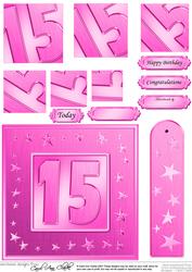 15th Bright Metallic Age Quick Card with Twisted Pyramage