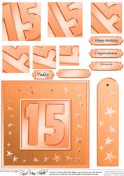 15th Bright Metallic Age Quick Card with Twisted Pyramage