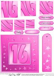 16th Bright Metallic Age Quick Card with Twisted Pyramage